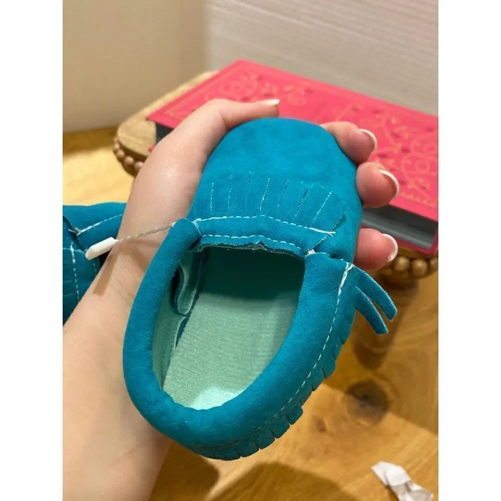 Baby Moccasin- Teal , Unisex, 12-18 Months